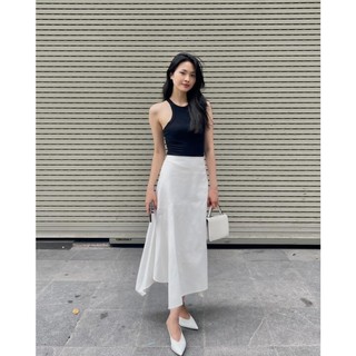 COLLIDE - Eugene set - Set áo croptop dáng corset và chân váy midi kaki trắng