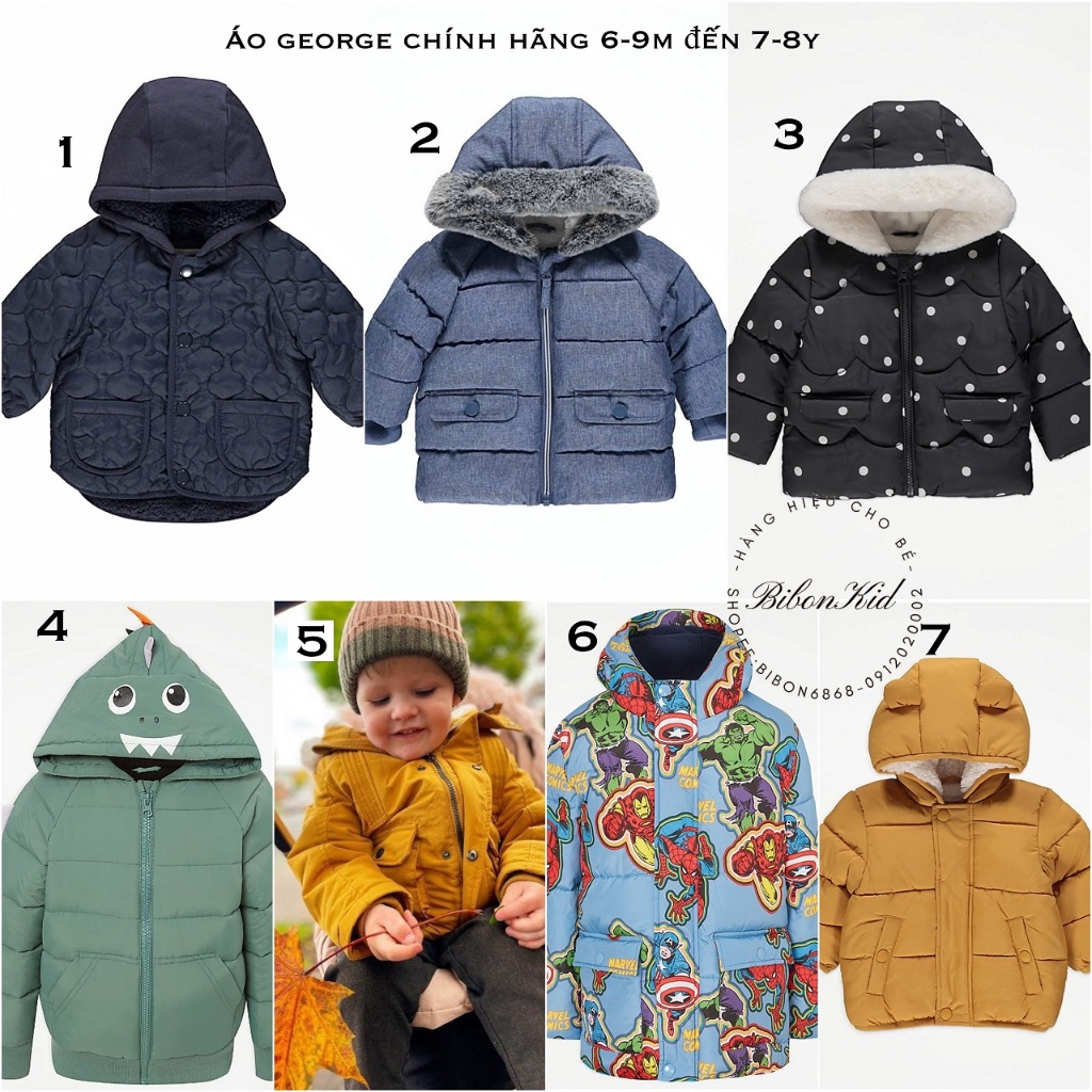 Áo phao/Parka lót lông/ lót nỉ GEOGRE UK từ 6-9m đến 6-7y