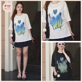 Áo thun BÔNG HOA TULIP tay lỡ form rộng - Áo phông cổ tròn SALA nam nữ unisex