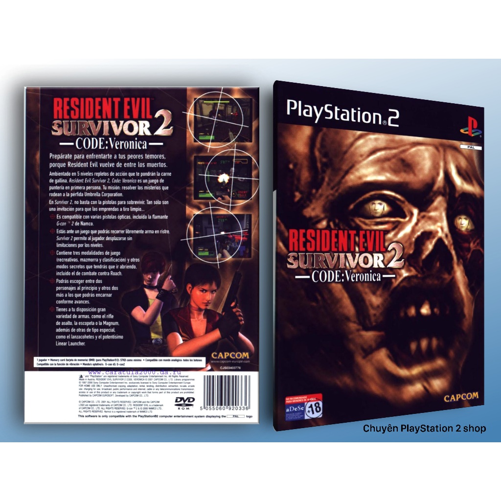 Đĩa game Resident Evil: Survivor 2 - Code: Veronica (kinh dị sinh tồn) cho PS2