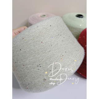 [100gr/ 500gr] Len mohair kim sa (có nhũ), kim sa ngũ sắc hoặc kim sa trắng