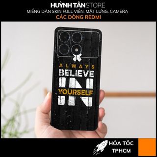 Dán skin redmi k70 k60 k50 k40 pro k60 ultra k50 k40 gaming full viền mặt lưng camera in slogan đơn giản SKD K03