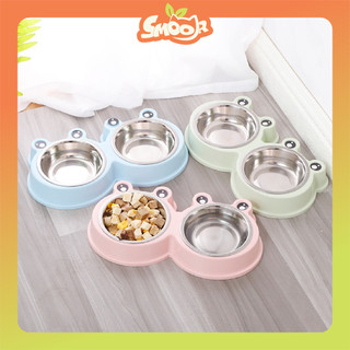 Bát đôi ếch inox - Bát ăn cho chó mèo siêu dễ thương