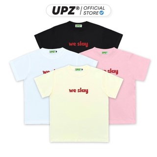 UPZ Áo Thun Baby Tee Tay Ngắn In WE SLAY Hiệu Ứng Kim Tuyến Lấp Lánh (4 Màu)