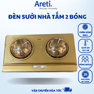 Đèn Sưởi Nhà Tắm Treo Tường 02 Bóng Areti Đèn Sưởi Hồng Ngoại Chống Chói Mắt, Làm Ấm Nhanh Bảo Hành 36 Tháng