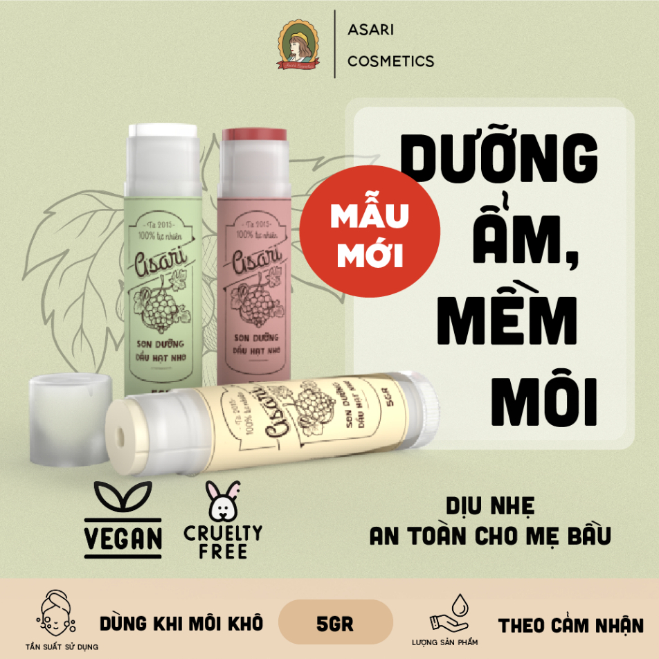 Son dưỡng ẩm, mềm môi handmade Asari Cosmetics