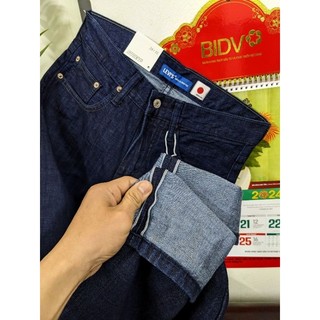 Quần jean nam quần bò levis xịn ống đứng vải nhật lai biên màu xanh