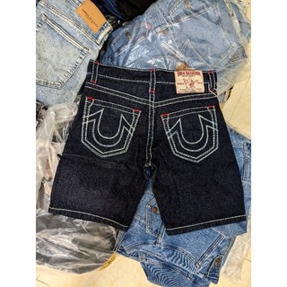 Quần jean short ông địa chính hãng màu đen chỉ nổi móc xích