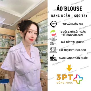 Bộ quần Áo Blouse Điều Dưỡng, Y tá, Dược Sĩ Nam Nữ CỘC TAY - Dáng ngắn ngang đùi