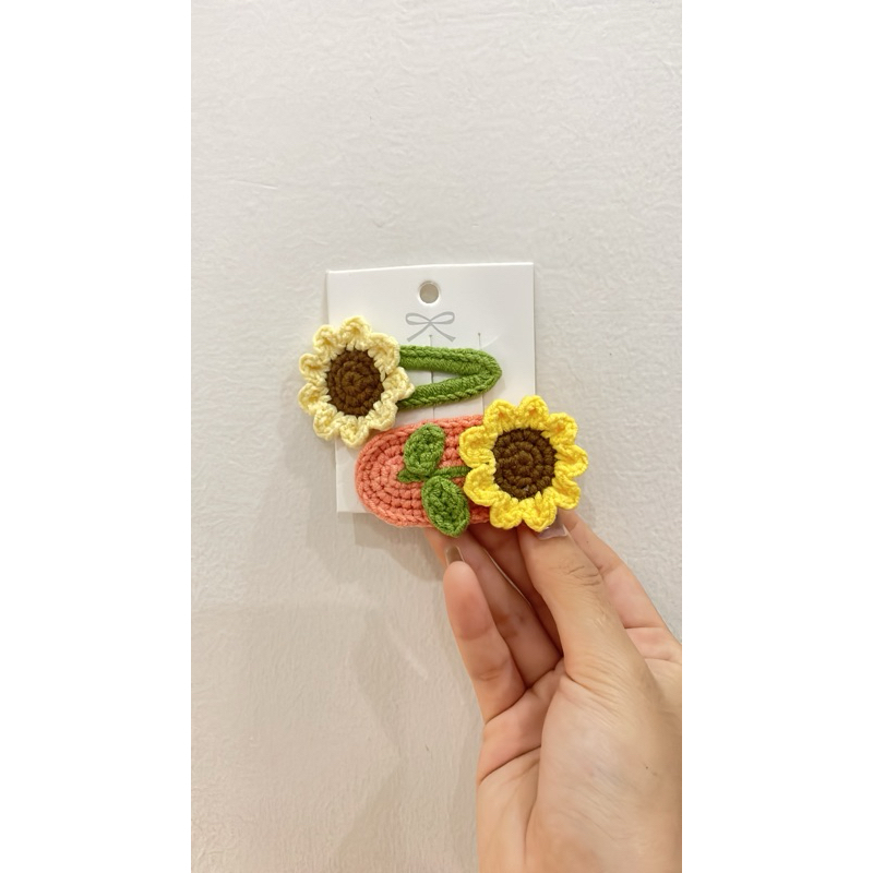 Set kẹp tóc hoa hướng dương🌻, kẹp tóc len handmade