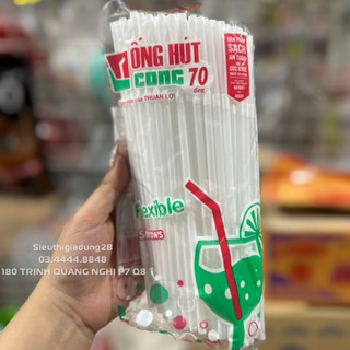 1 bịch 70 cái ống hút gập bẻ cong màu trắng