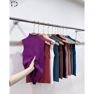 Áo len tăm lông thỏ sát nách cổ lọ delys dlal01