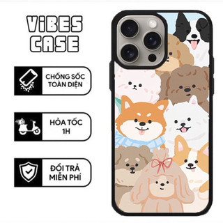 Ốp Lưng Iphone Chống Va Đập Nhựa Cứng THEVIBES Chống Ố Vàng Nhiều Cún Dễ Thương