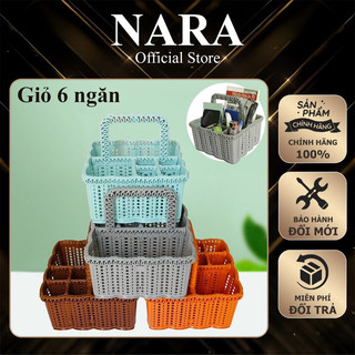 Giỏ đựng đồ 6 ngăn - giỏ nhựa đựng dụng cụ thiết bị làm móng nail nhỏ gọn tiện lợi cầm tay thông dụng