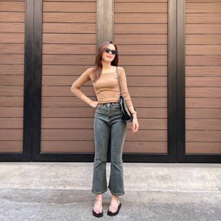 Quần Jean Loe Retro Lai Cuốn (dài 88cm) Lưng Cao Form Hàn Denim Nữ Leda Quần Bò Nấm Lùn 9 Tấc