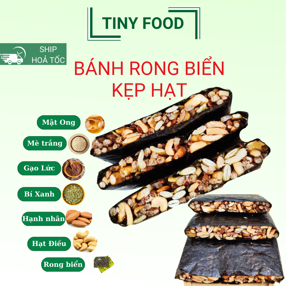 Bánh Rong Biển kẹp hạt dinh dưỡng 500gr, bánh hạt dinh dưỡng giòn béo ăn kiêng giảm cân healthy-Tiny Food (1)
