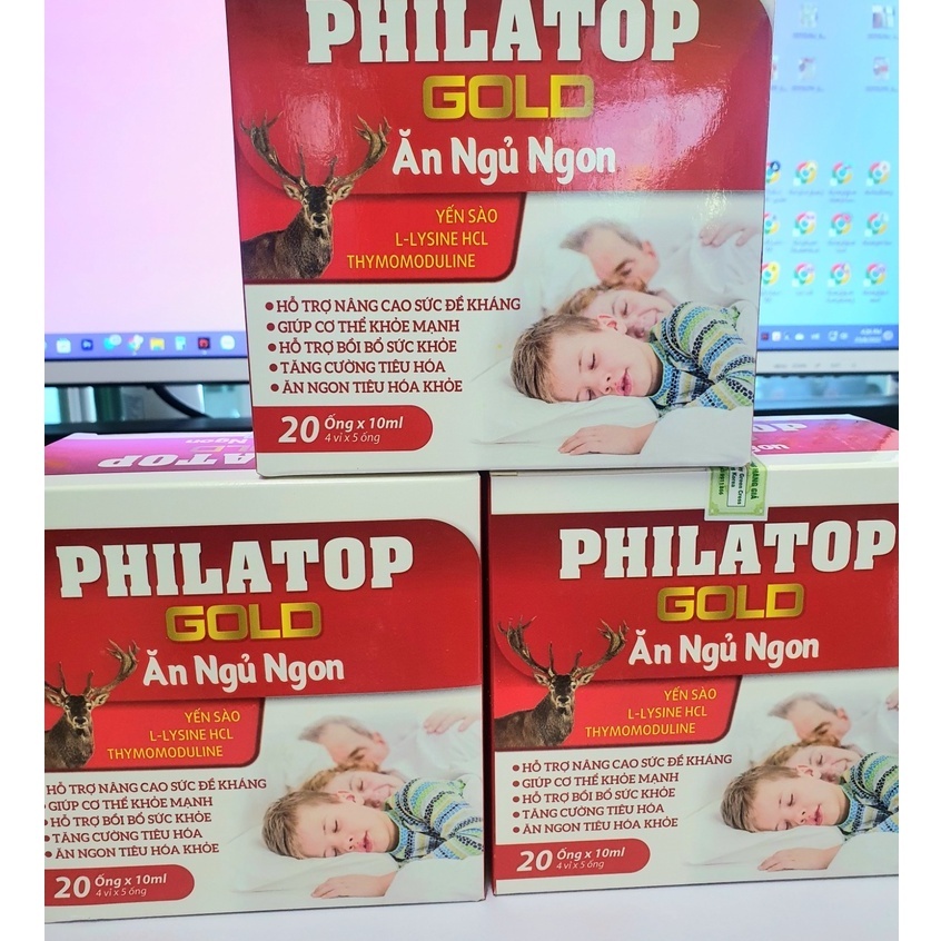 Philatop Gold hộp 20 ống 10ml hỗ trợ ăn ngủ ngon, tăng sức đề kháng thành phần yến sào, hồng sâm Nemshop86