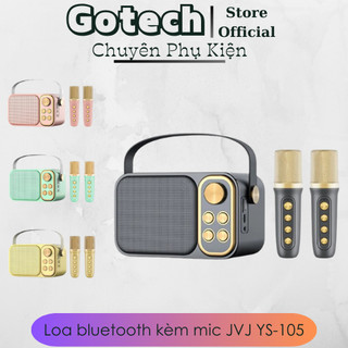 Loa hát karaoke mini kèm mic jvj ys-105 không dây, loa bluetooth kèm 2 mic hát công suất 10w | loa bluetooth ys - 105