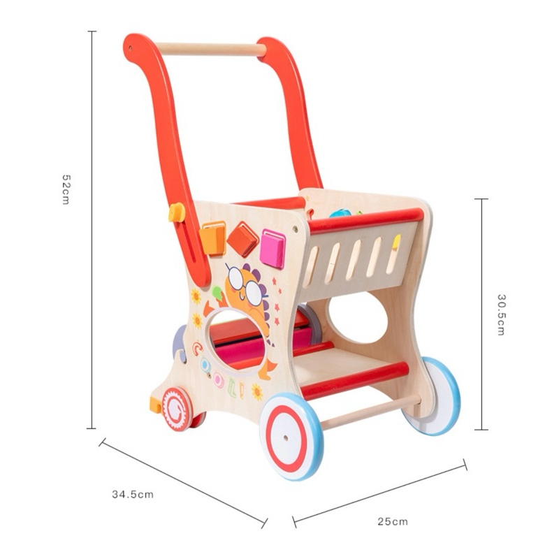 Đồ chơi xe đẩy cho bé toystore FUDAER xe đẩy gỗ họa tiết vịt vàng đáng yêu