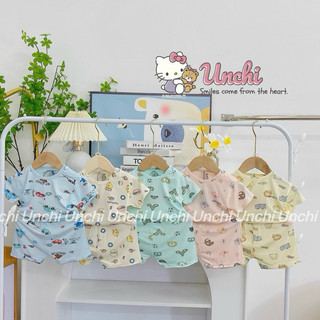 Bộ cộc tay thun lạnh in hình siêu đáng yêu cho bé  trai/ gái Unchi (5-15kg) MÃ 02