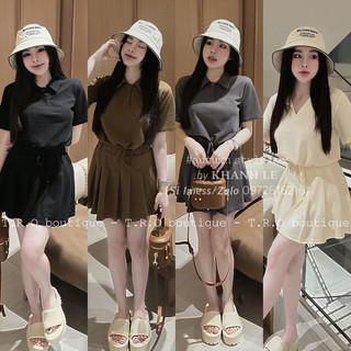 Set áo polo kèm chân váy xếp ly khánh lê
