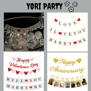 Dây Cờ Cầu Hôn Chữ LOVE - I LOVE YOU - MARRY ME Happy Valentine’s Day Happy Anniversary Cầu Hôn Tỏ Tình - Yori Party