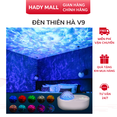 Đèn Led V9 Chiếu Sao Galaxy Hình Sóng Nước Loa Bluetooth Nháy Theo Nhạc, Đèn Trang Trí Phòng Ngủ (HADY MALL)