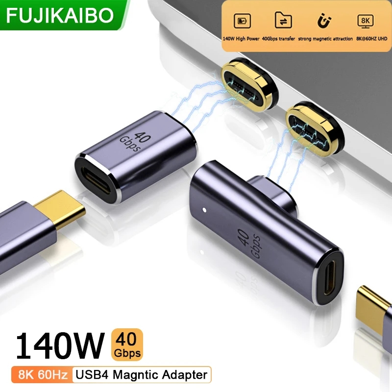 [140W 40Gbps/8K] Bộ đầu chuyển đổi nam châm từ tính Type C sang Type C USB3.2 140W 40Gbps xuất video