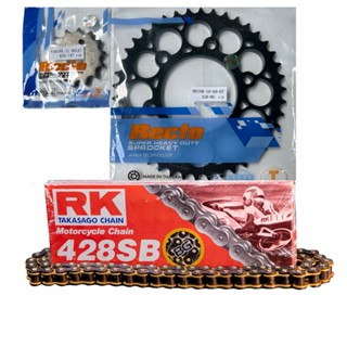 Bộ nhông sên dĩa RecTo kết hợp sên RK vàng đen xe Exciter 150- Ex155-Ex135-Winner-Sonic-Raidrer