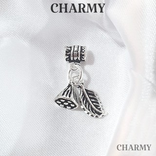 Charm bạc treo đài sen và chiếc lá C772 charm đài sen, Bạc 925 - Charmy