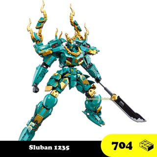 Đồ chơi Lắp ráp Robot Thanh long, Sluban 1235 Green Dragon mecha, Mô hình người máy, Xếp hình thông minh