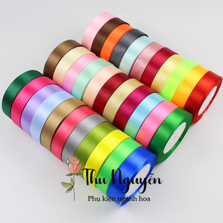 Cọc 10 cuộn ruy băng lụa satin 2cm - cuộn 25 yards/ cuộn