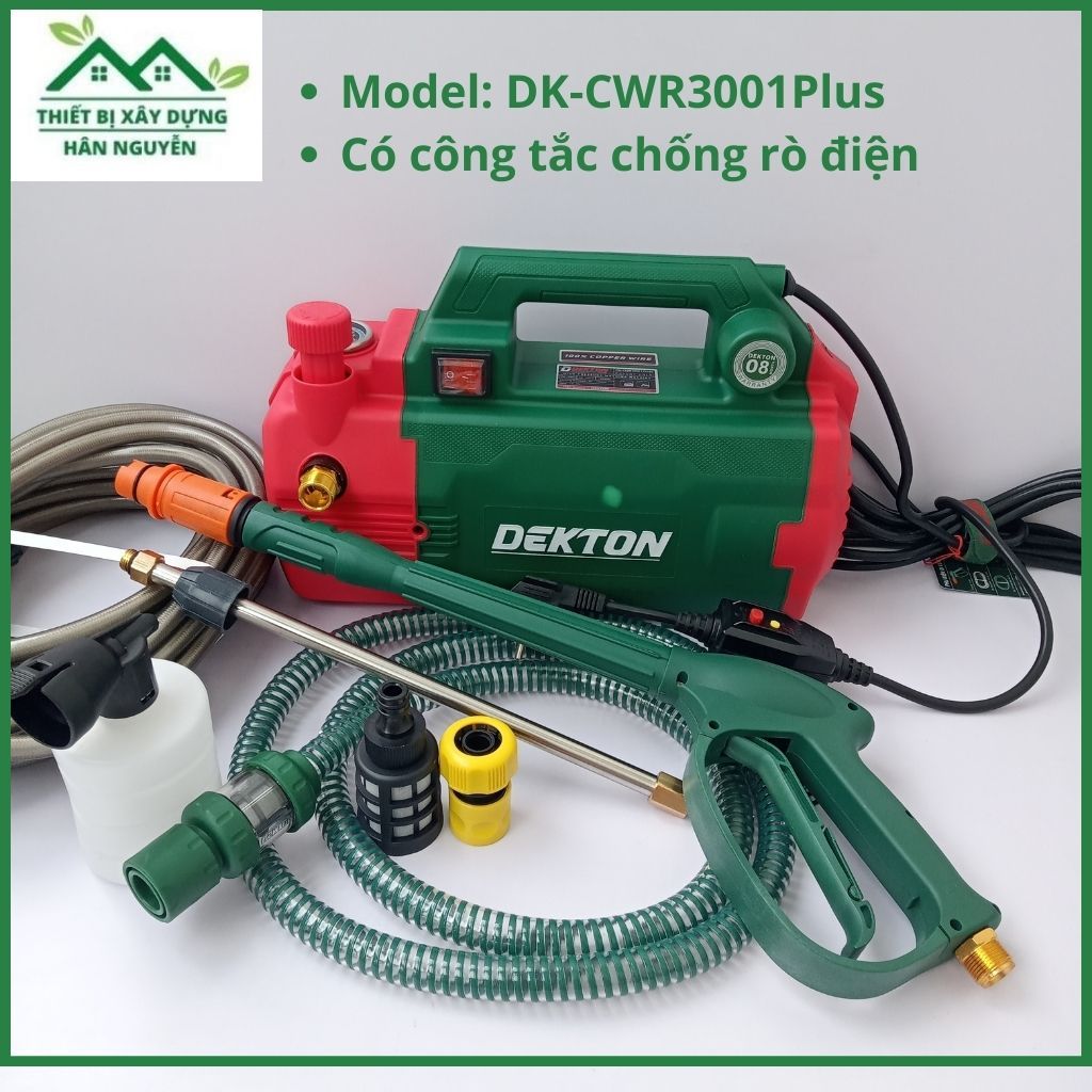 Máy rửa xe có chỉnh áp Dekton DK-CWR3001Plus,có CB chống giật,công suất 3000W, máy bơm nước