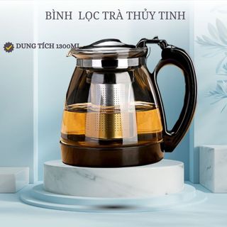 Bình Lọc Trà Thủy Tinh 1300ML Sang Trọng, Lọc trà thuỷ tinh cao cấp- bình lọc trà