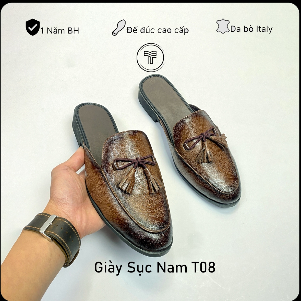 Giày Sục Nam Da Bò Cao Cấp THING , Sục Nam Trẻ Đế Cao Su Đúc Thời Trang Hot Trend | BigBuy360 - bigbuy360.vn