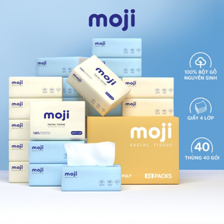Giấy ăn gấu trúc thùng 40 gói rút, khăn giấy MOJI 4 lớp cao cấp tiện lợi 100% bột gỗ nguyên sinh tự nhiên