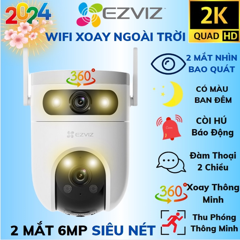 Camera WIFI Ngoài Trời 2 Mắt Xoay 360 EZVIZ H9C C8C H8C 3MP 4MP 6MP 10MP 2K 1080P Màu Ban Đêm