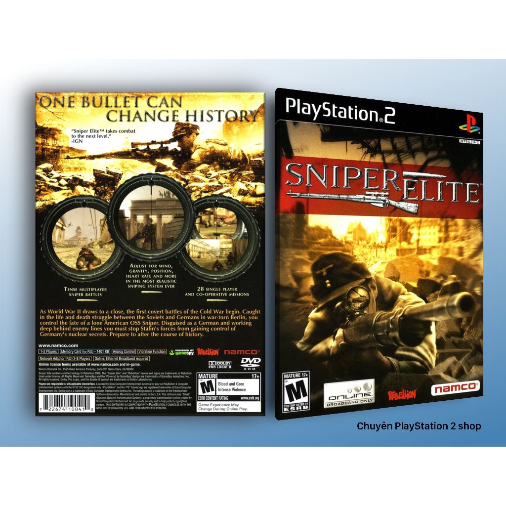 Đĩa game PS2, Sniper Elite (bắn súng góc nhìn thứ nhất) cho PS2