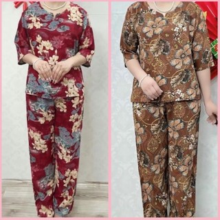 Mã K Đồ Bộ Trung Niên - Chất cát lụa hàn châu tay lỡ quần dài