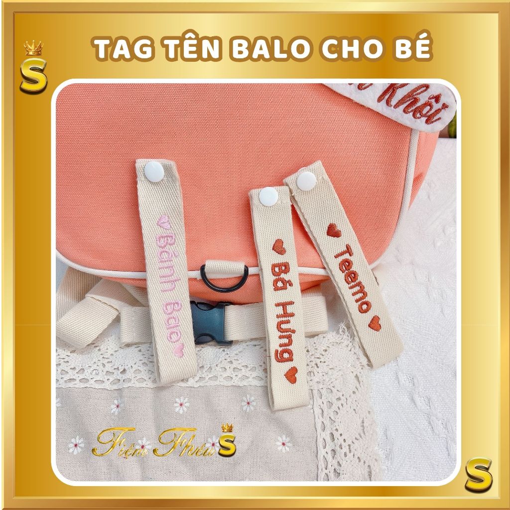 [ THÊU TÊN ] Tag tên, name tên balo cho bé (Thêu Tên Theo Yêu Cầu)