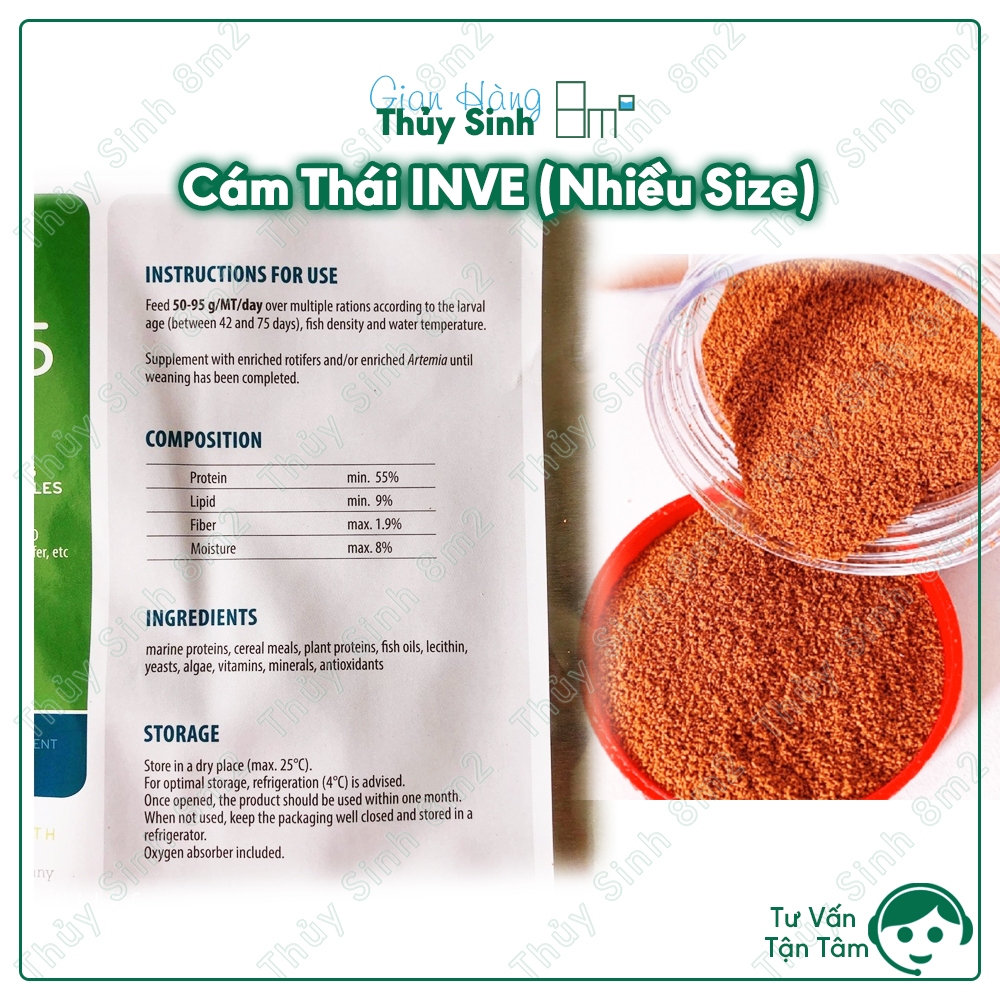 (Chuẩn Nhập Thái) Cám Thái INVE, Cám Cá, Thức Ăn Cá Cảnh | 8m2