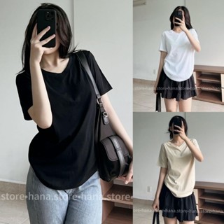 Áo thun cổ tim, tay ngắn nhiều màu chất cotton thoáng mát