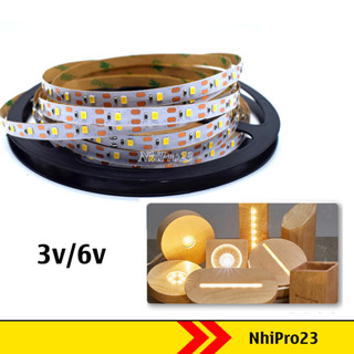 Dây led 3V 6V có keo dán dài 1M rộng 5mm làm đế đèn, gương trang trí