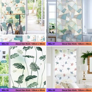 Decal dán kính, decal dán kính mờ, deecal dán kính cửa sổ, kích thước 120cm x 60cm