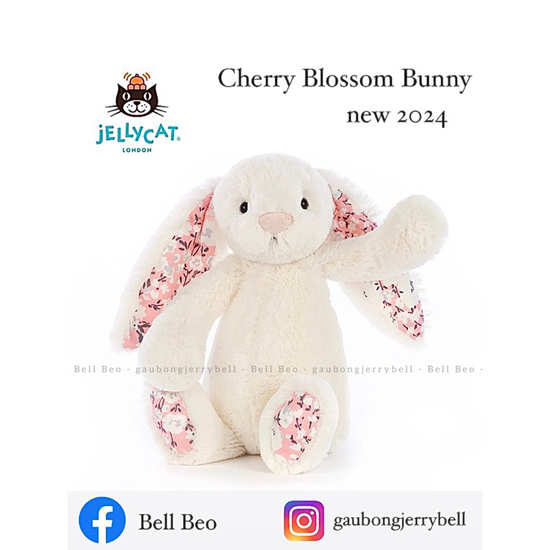 (100% Authentic) Thỏ bông Jellycat Bunny Cherry Blossom hoa anh đào new 2024 chính hãng