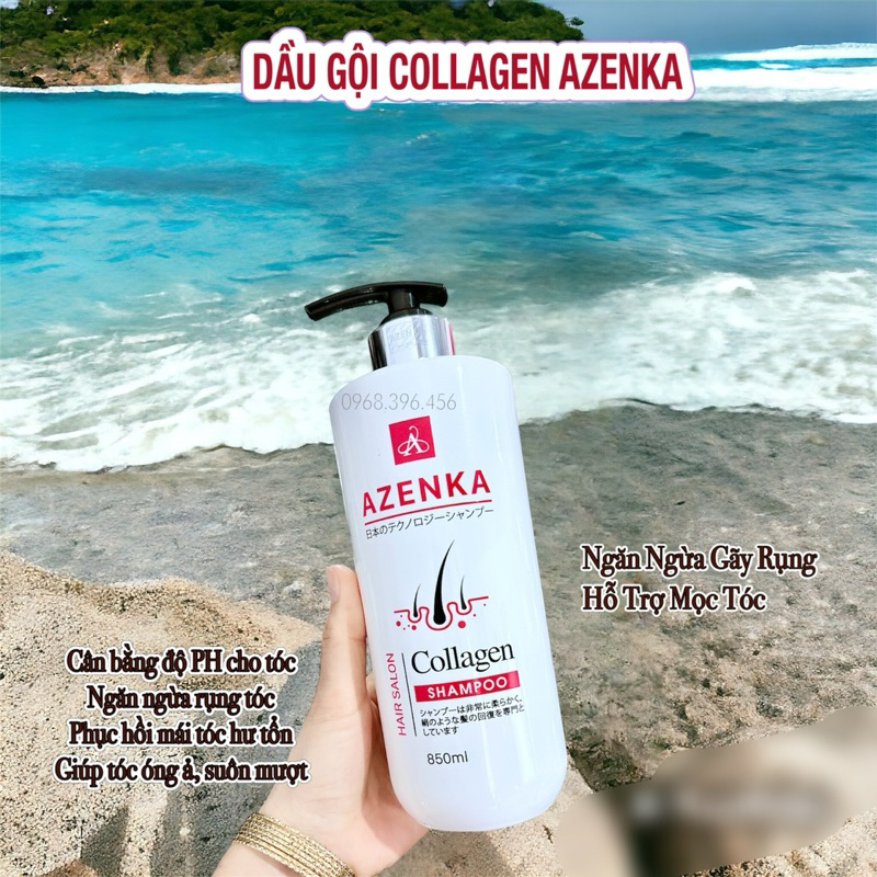 Cặp GỘI Xả COLLAGEN AZENKA 850ml x2