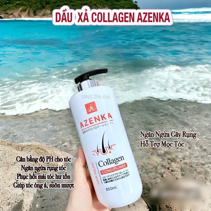 Cặp GỘI Xả COLLAGEN AZENKA 850ml x2