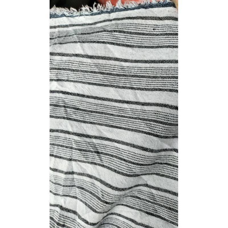 Vải linen bamboo sọc trắng đen