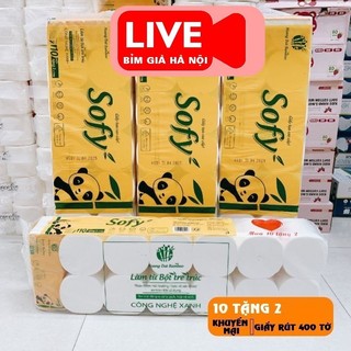 (Livetream) Khăn lau Sofy 12 cuộn + KMAI 1 giấy rút 400 tờ. Bột tre trúc siêu rẻ #sofy #merzy #giấy sofy #gvs