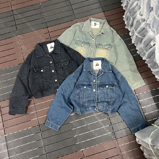 Áo khoác crotop lửng jean nữ dày dặn